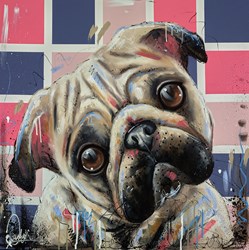 Pug Life III by Samantha Ellis - Original Painting on Box Canvas sized 30x30 inches. Available from Whitewall Galleries